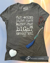 Load image into Gallery viewer, The Wound is the Place Where the Light Enters, Retro Tee: Med