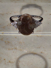 Load image into Gallery viewer, Ring Petoskey Stone Sterling Silver with Moissanite