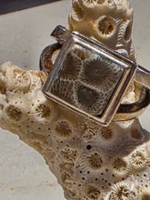 Load image into Gallery viewer, Ring Petoskey Stone Sterling Silver Square