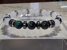 Load image into Gallery viewer, Feng Shui Bracelet-White Jade and Green Tiger Eye