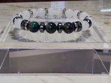 Load image into Gallery viewer, Feng Shui Bracelet-White Jade and Green Tiger Eye