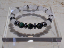 Load image into Gallery viewer, Feng Shui Bracelet-White Jade and Green Tiger Eye