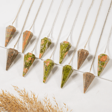 Load image into Gallery viewer, Natural Unakite Crystal Pendulum