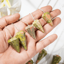 Load image into Gallery viewer, Natural Unakite Crystal Pendulum