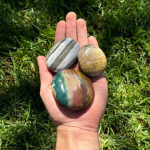 Load image into Gallery viewer, Tumbled Palm Stones Ocean Jasper Madagascar