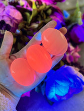 Load image into Gallery viewer, Pink Calcite Palm Stones, UV Reactive: 75-99 Grams