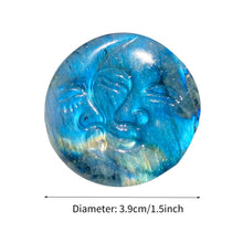 Load image into Gallery viewer, Natural Labradorite Sun and Moon Face Carving