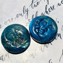 Load image into Gallery viewer, Natural Labradorite Sun and Moon Face Carving
