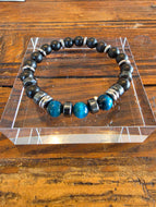 Bracelet-Shungite and Blue Tigers Eye-SS 8mm