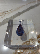 Leland Blue Stone Necklace-Black/Blue Teardrop Shaped-Pioneer Swirl