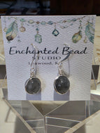 Earrings-Smokey Quartz Silver Plate Wire Wrapped-14mm