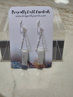 Rainbow Moonstone Bar Earrings in Sterling Silver