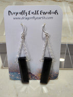 Black Onyx Bar Earrings in Sterling Silver