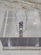 Banded Fluorite Bar Necklace in Sterling Silver