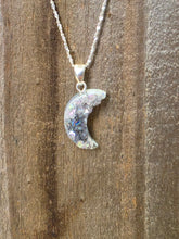 Load image into Gallery viewer, Moon, Pearl Druzy Pendant on 20" Silver Chain
