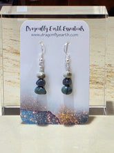 Load image into Gallery viewer, Leland Blue and Petoskey Stone Dangle Earrings

