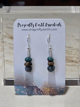 Load image into Gallery viewer, Leland Blue and Petoskey Stone Dangle Earrings
