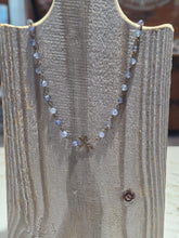 Load image into Gallery viewer, Necklace-Dragonfly Iolite Hand Beaded Antique Brass Chain
