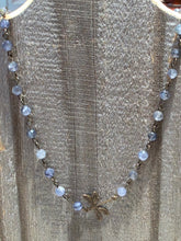 Load image into Gallery viewer, Necklace-Dragonfly Iolite Hand Beaded Antique Brass Chain
