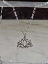 Load image into Gallery viewer, Silver Cutout Lotus Flower Charm on Chain
