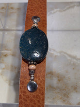 Load image into Gallery viewer, Leland Blue Center Stone Leather Bracelet
