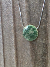Load image into Gallery viewer, Reversible Petoskey Stone and Isle Royale Greenstone Pendant on Chain
