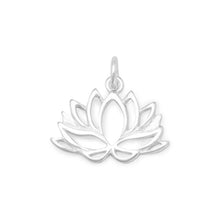 Load image into Gallery viewer, Silver Cutout Lotus Flower Charm on Chain
