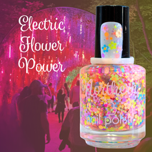 Load image into Gallery viewer, Electric Flower Power ~ Nail Polish Neon Glitter Topper Vegan
