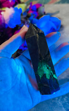 Load image into Gallery viewer, Volcano Agate Obelisk/Towers, UV Fluorescent: 75-99 Grams
