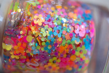 Load image into Gallery viewer, Electric Flower Power ~ Nail Polish Neon Glitter Topper Vegan
