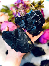 Load image into Gallery viewer, RARE Black Rose Fluorite UV Reactive Crystal: 400-499 Grams
